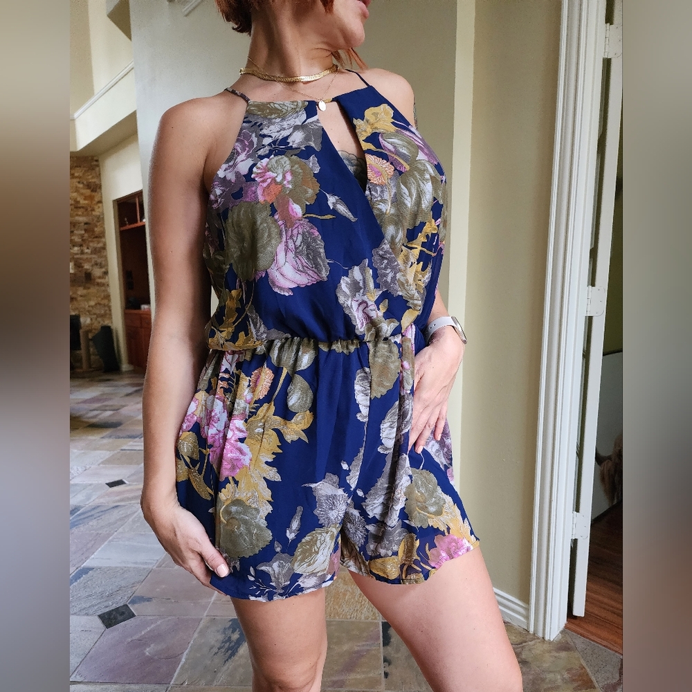 Floral Blue Romper
